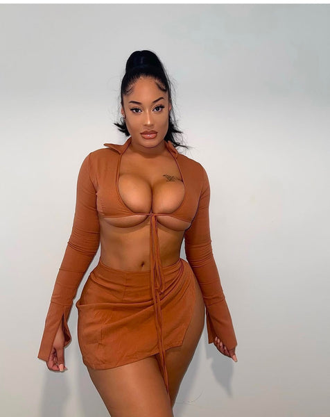 Brown Sugar Baddie Skirt Set