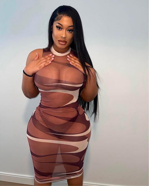 Mocha Swirl Midi Dress