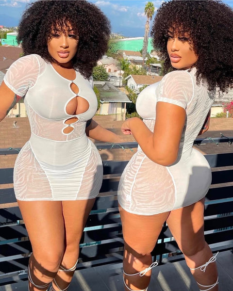 Zoe Glint Mesh Mini Dress