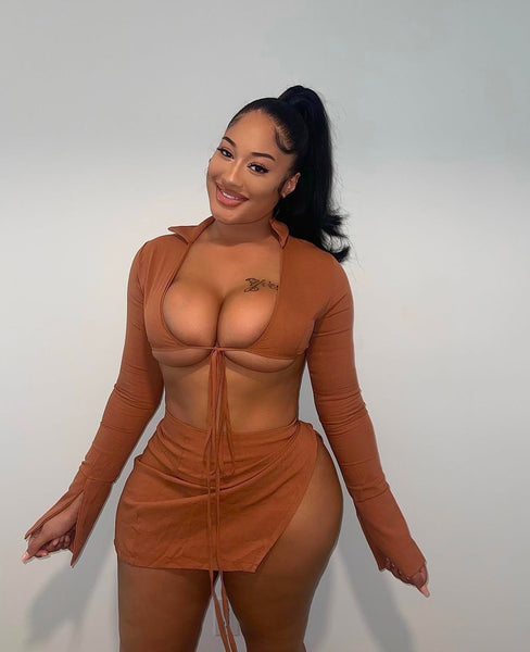 Brown Sugar Baddie Skirt Set